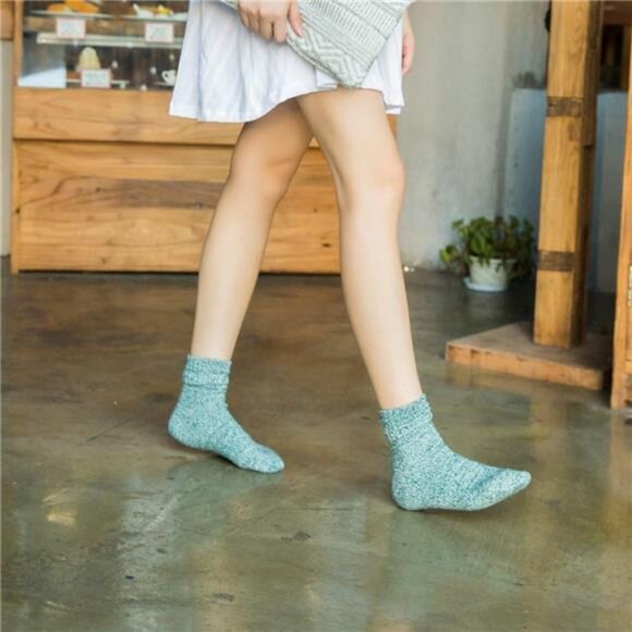 3-5 Pairs Womens Multicolor Fashion Warm Wool Cotton Thick Winter Crew Socks - Picture 5 of 8